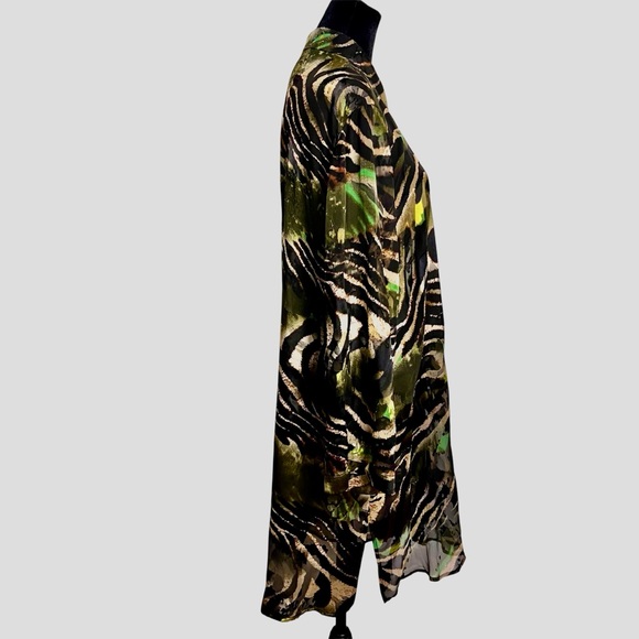 Caroline Rose Silk Blend Sheer-ish Tunic Blouse – Abstract Animal Print, Size L - Picture 5 of 9